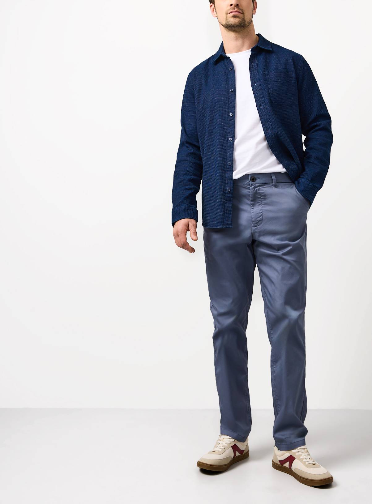 Blue Straight Leg Lightweight Chino Trousers 42R - Image 1