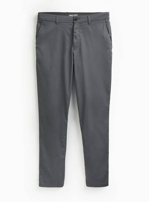 Charcoal Straight Leg Lightweight Chino Trousers 34L