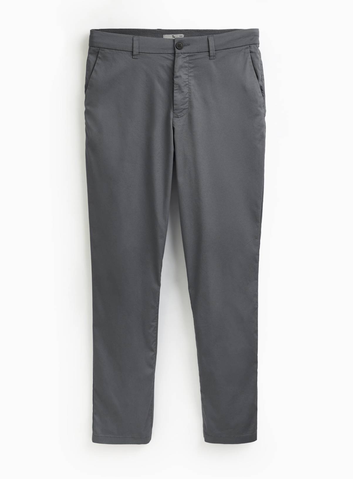 Charcoal Straight Leg Lightweight Chino Trousers 42L - Image 3