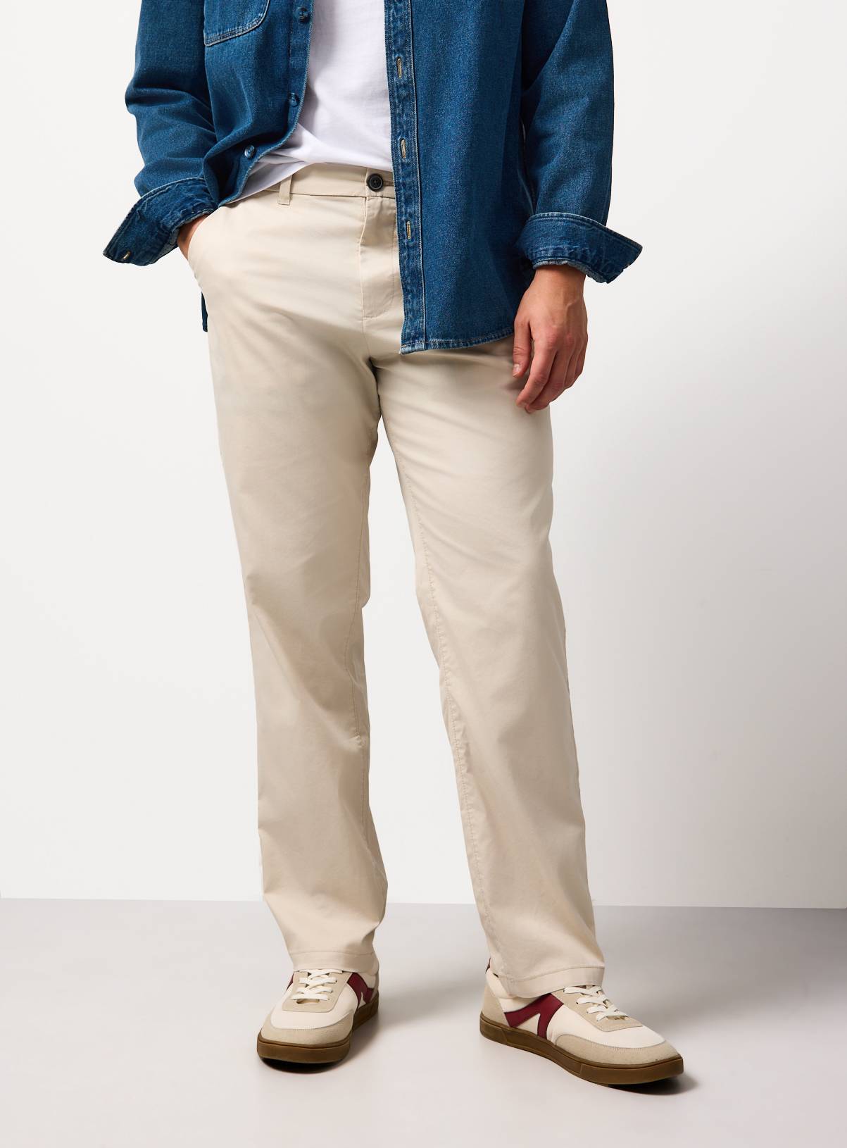 Cream Straight Leg Lightweight Chino Trousers 34L - Image 1