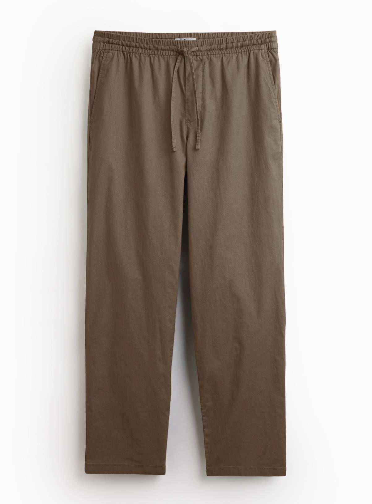 Brown Straight Leg Linen Blend Trousers 40R - Image 3