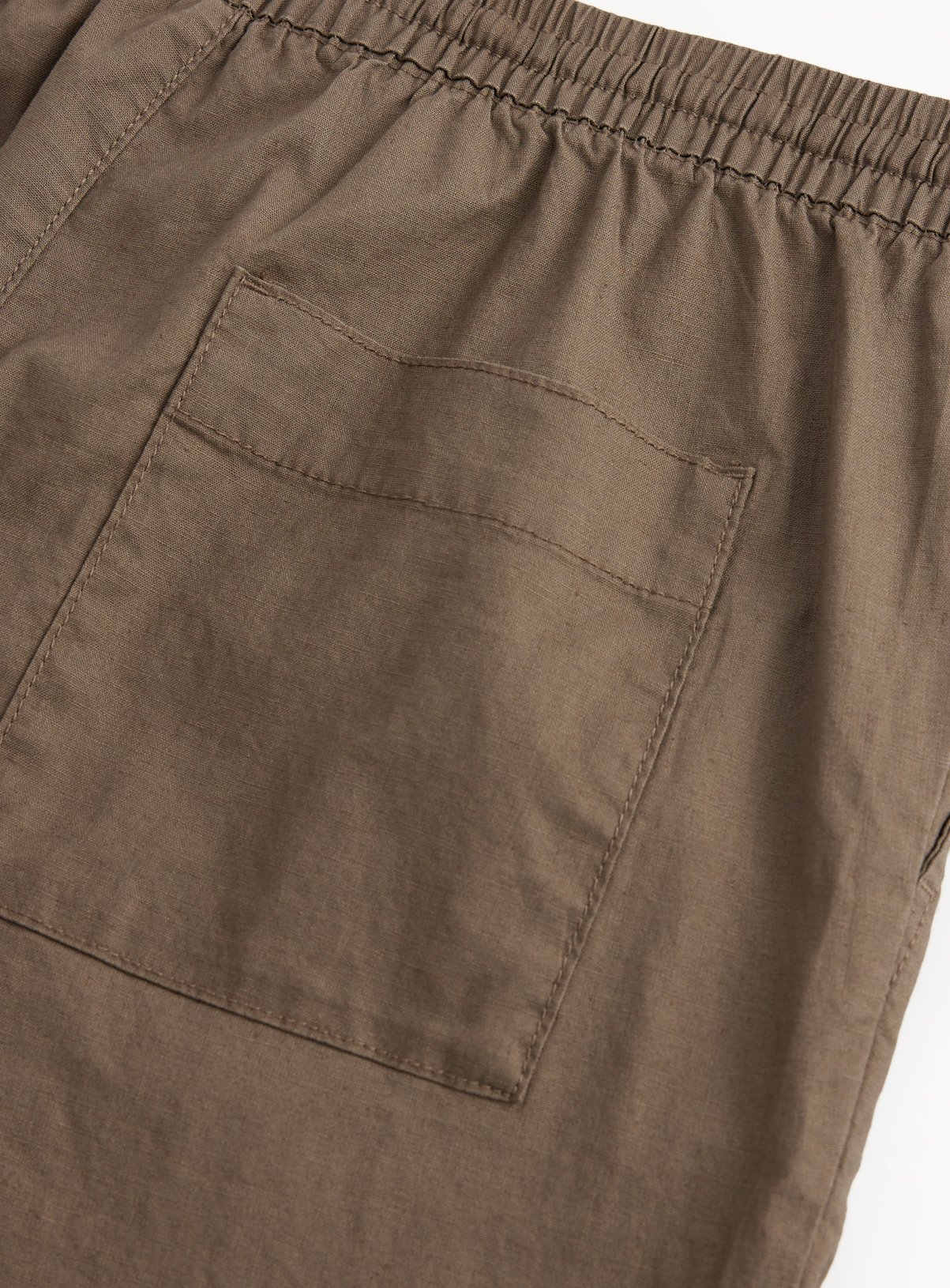 Brown Straight Leg Linen Blend Trousers 40R - Image 4 thumbnail