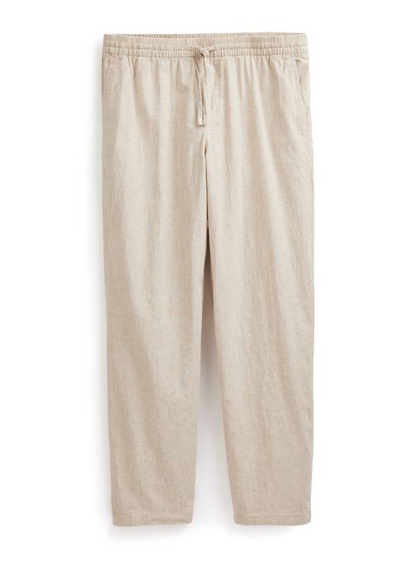 Natural Straight Leg Linen Trousers 36S