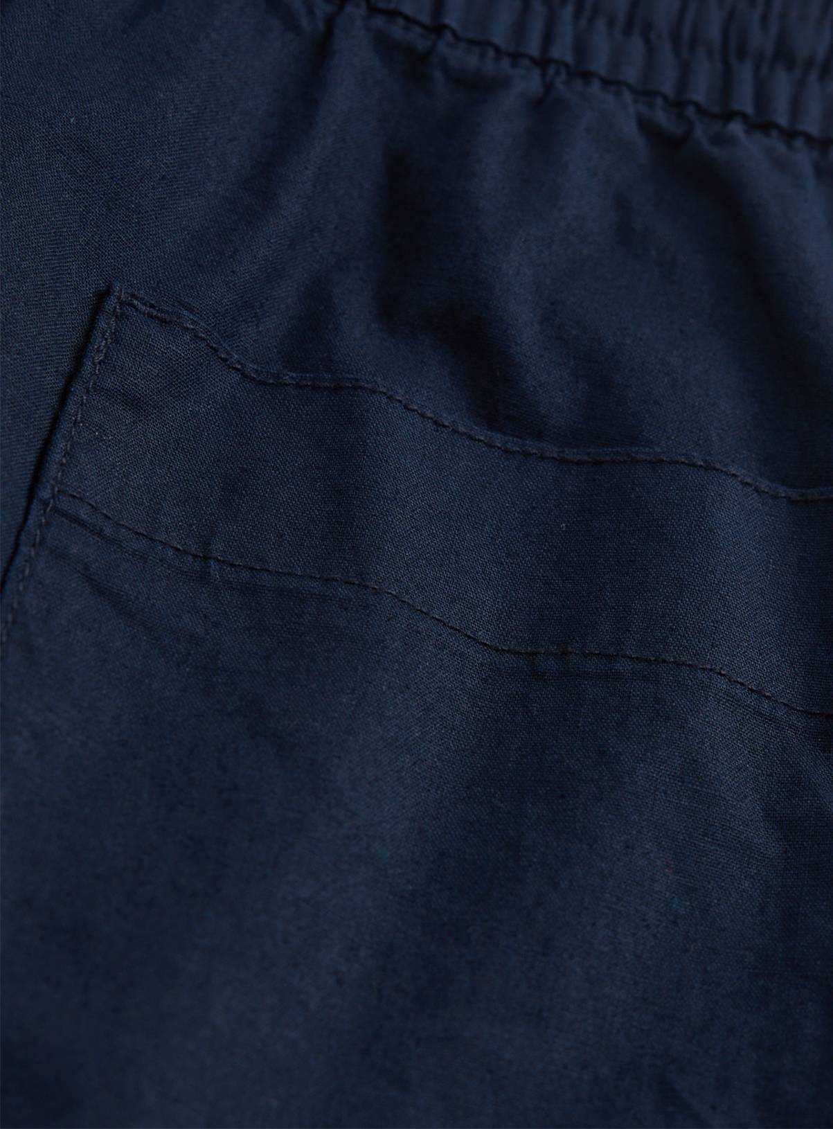 Navy Straight Leg Linen Blend Trousers 44L - Image 4