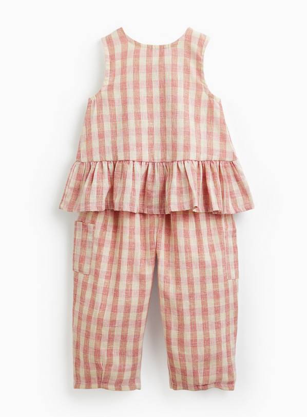 Pink Gingham Peplum Hem Top & Trousers Set 4-5 years