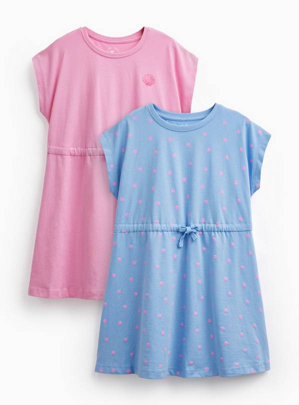 Blue & Pink Tie Waist Jersey Dresses 2 Pack 6 years
