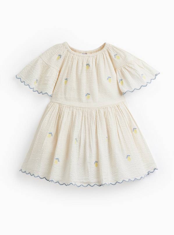 White Lemon Embroidered Frill Sleeve Dress 5-6 years