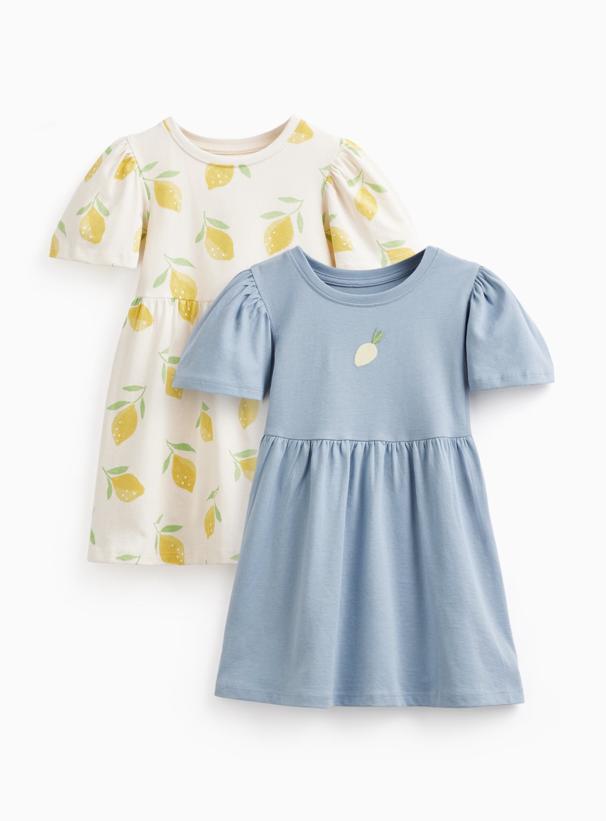 Blue & Lemon Print Jersey Dresses 2 Pack 2-3 years - Image 1 thumbnail