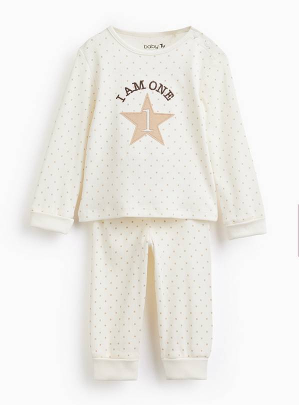 Cream I Am One Print Pyjama Set 9-12 months