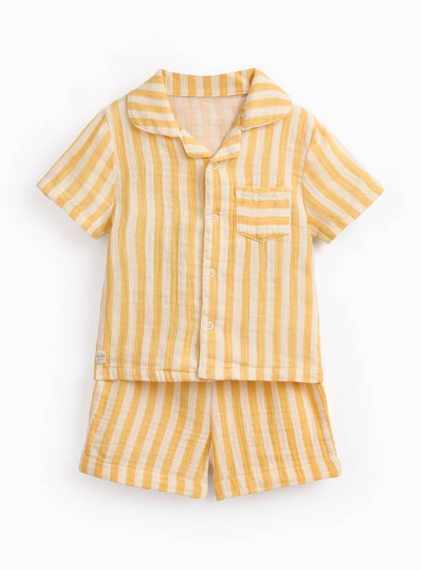 Yellow Stripe Short Sleeve Traditional Pyjama Set 6-9 months