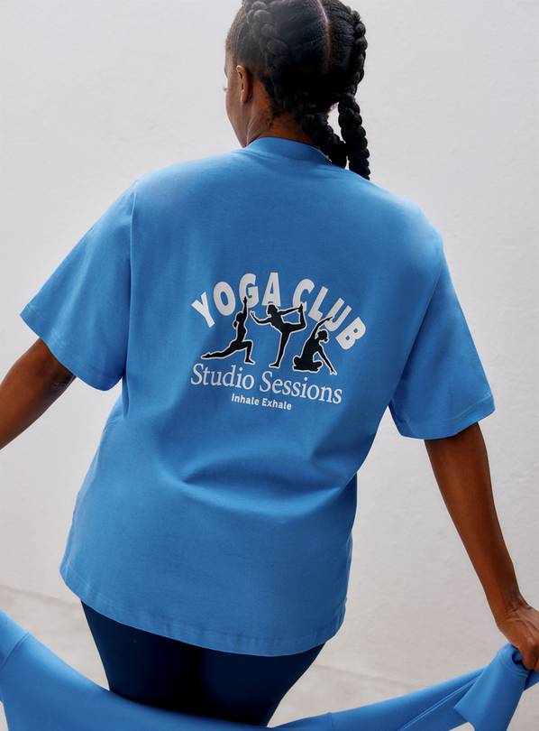 REAKTIV Blue Yoga Slogan Oversized Tee L
