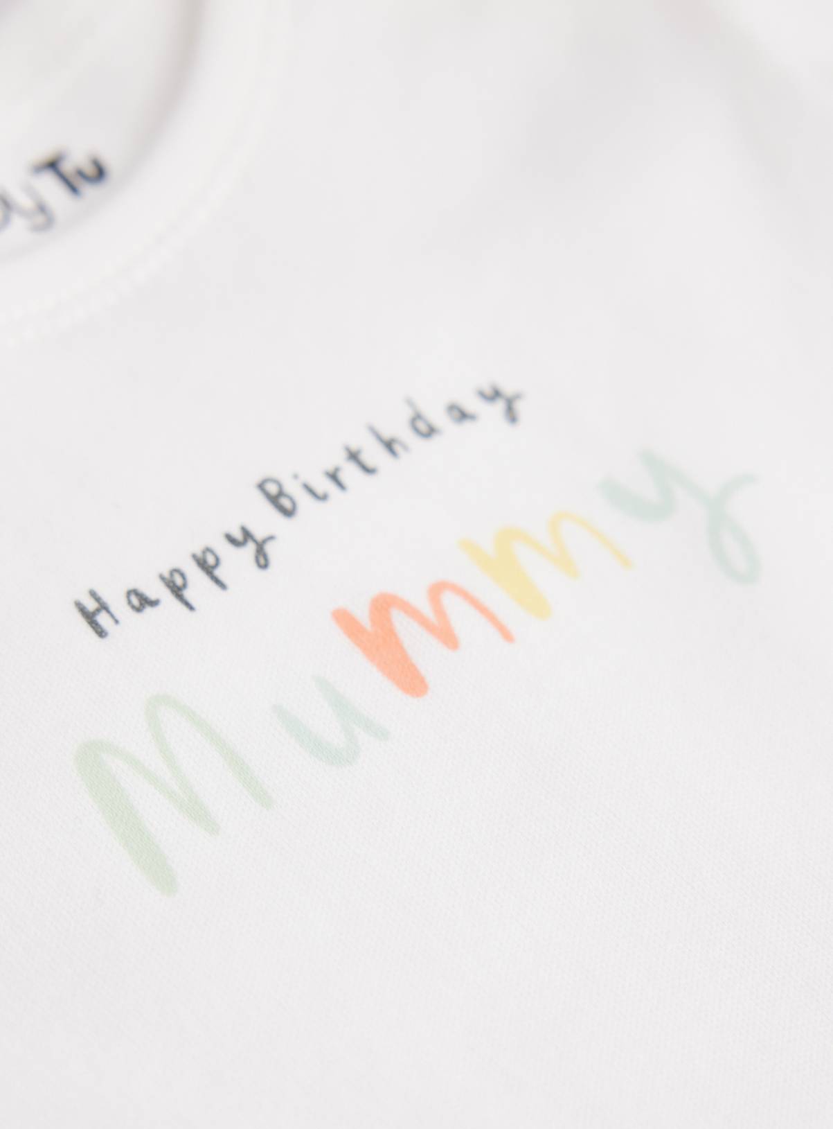 White Happy Birthday Mummy Slogan Bodysuit Up to 1 mth - Image 2