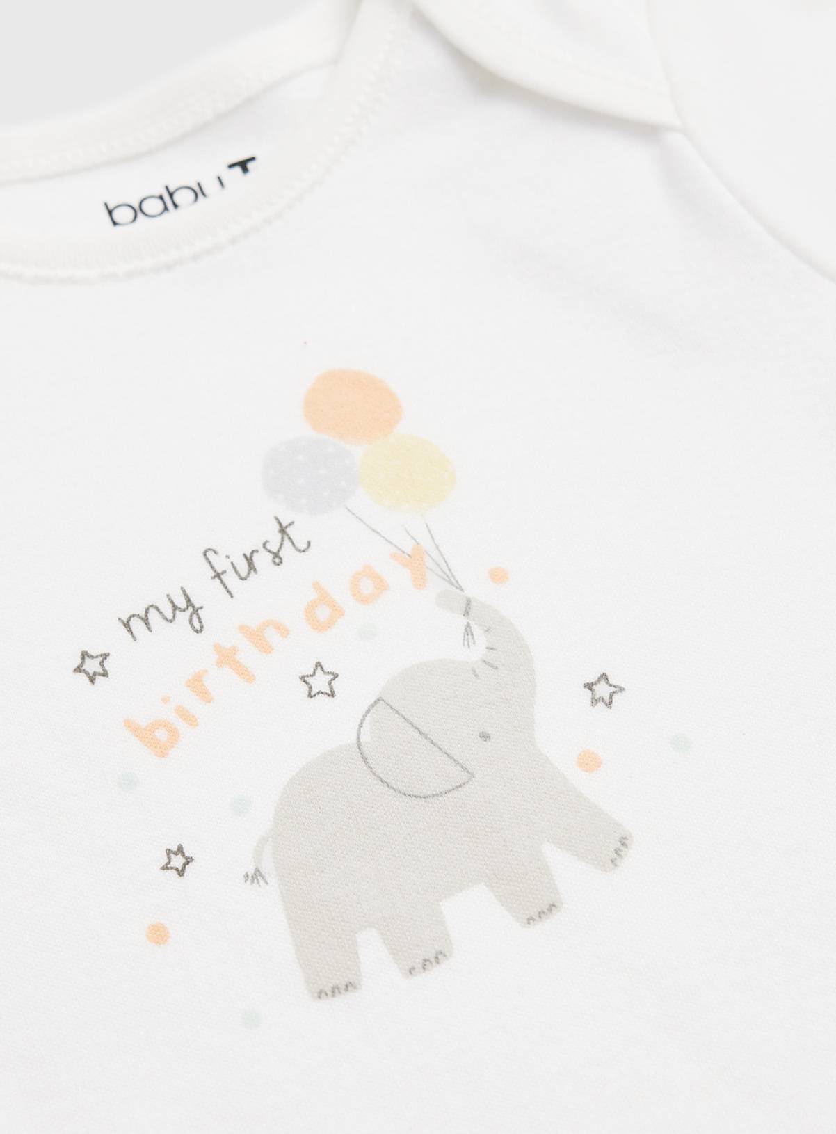 White My First Birthday Slogan Bodysuit Up to 1 mth - Image 2