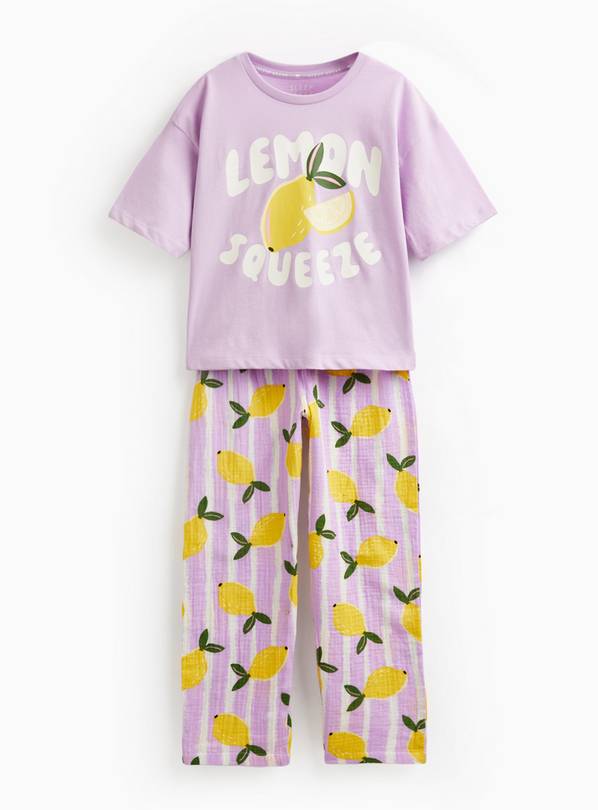 Purple Lemon Print Short Sleeve Pyjama Set 8-9 years