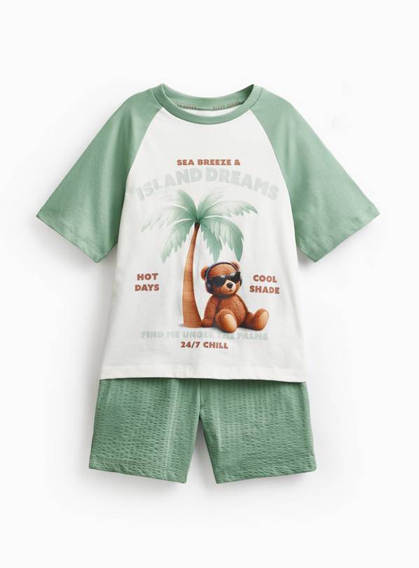 Island Dreams Teddy Raglan Short Pyjama Set 1-2 years