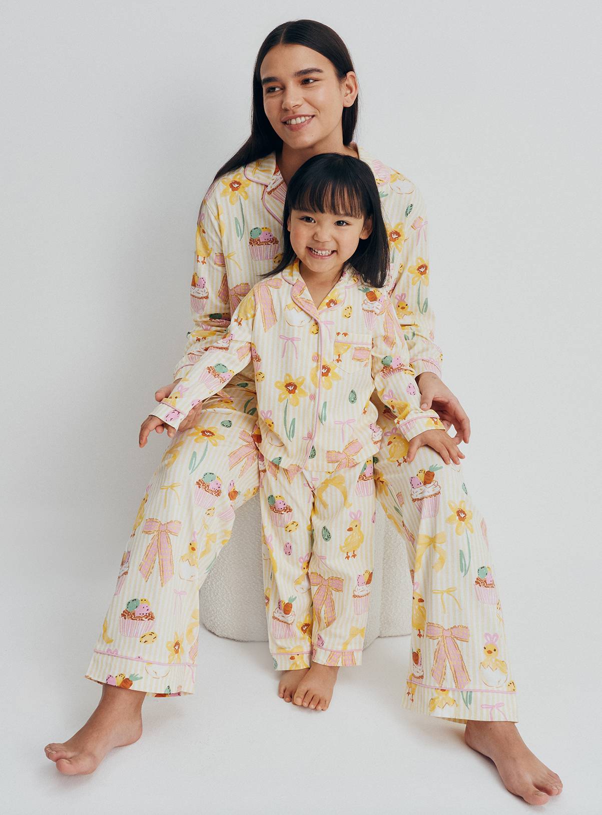 Mini Me Yellow Stripe Easter Print Traditional Pyjamas 1-2 years - Image 3