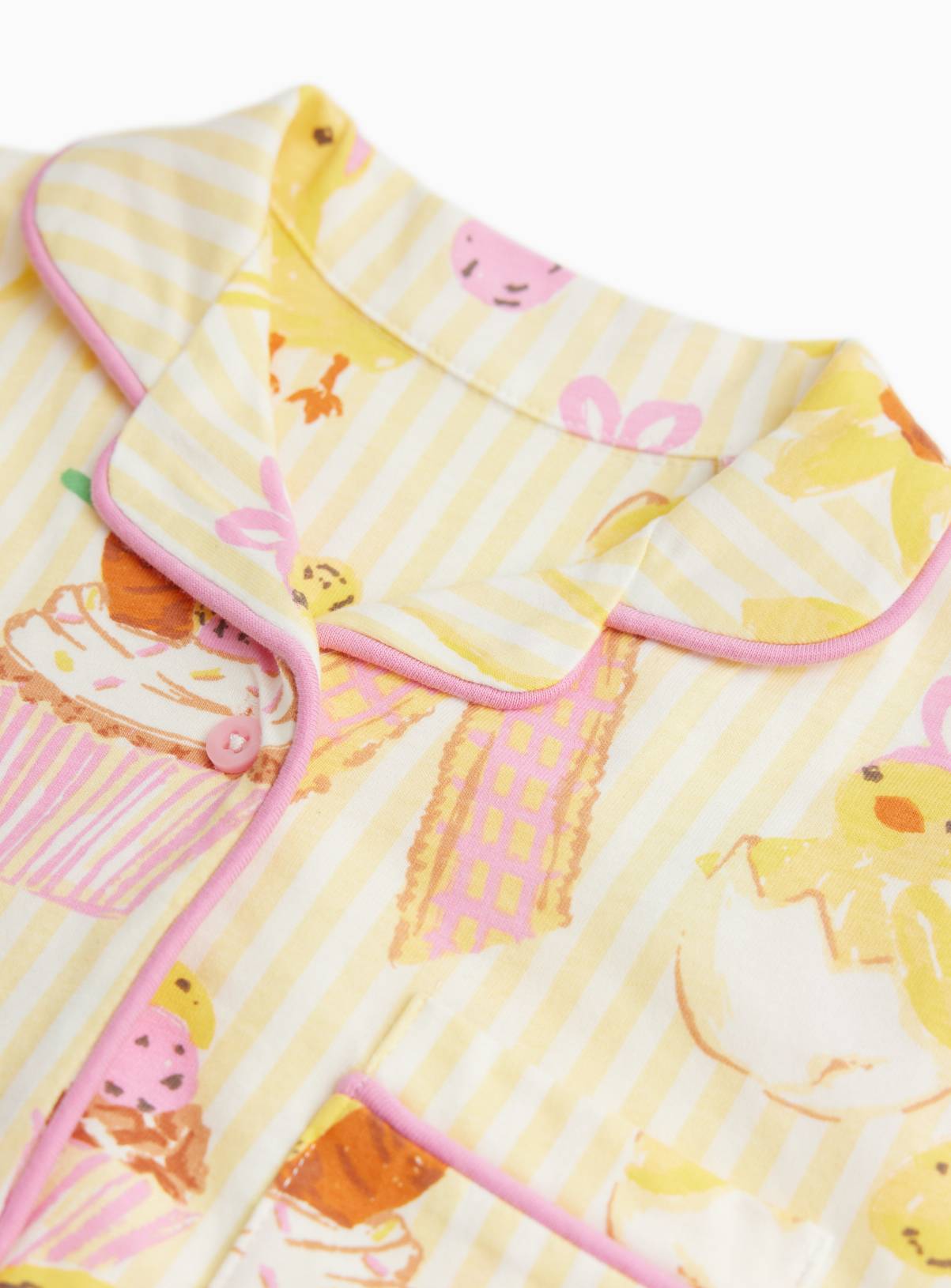 Mini Me Yellow Stripe Easter Print Traditional Pyjamas 1-2 years - Image 5