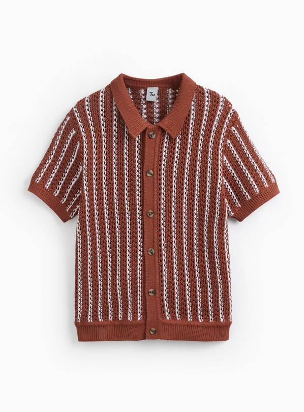 Red Stripe Knitted Polo Shirt 14 years