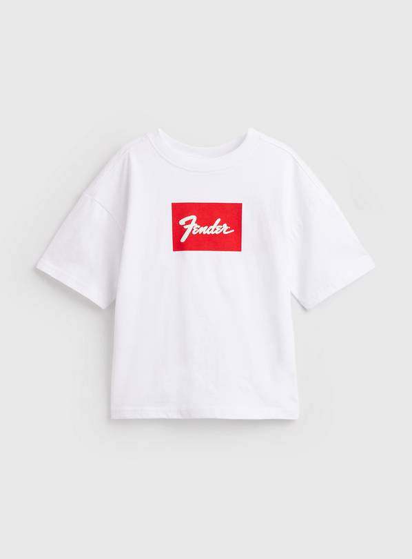 White Fender Graphic T-Shirt 8 years