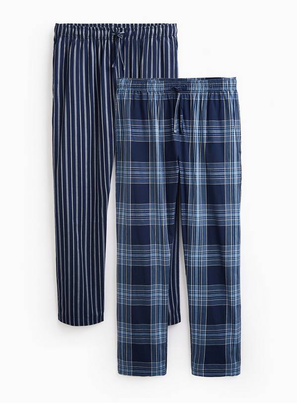 Check Striped Poplin Pyjama Bottoms 2 Pack XXL