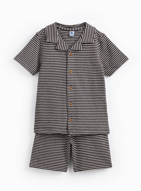 Charcoal Stripe Polo Shirt & Shorts Set 1-2 years