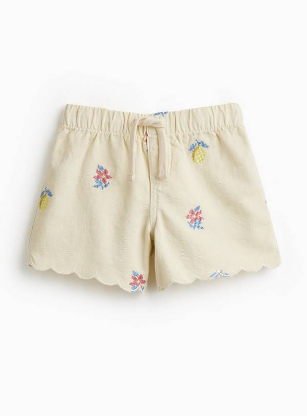 White Embroidered Denim Shorts 2-3 years