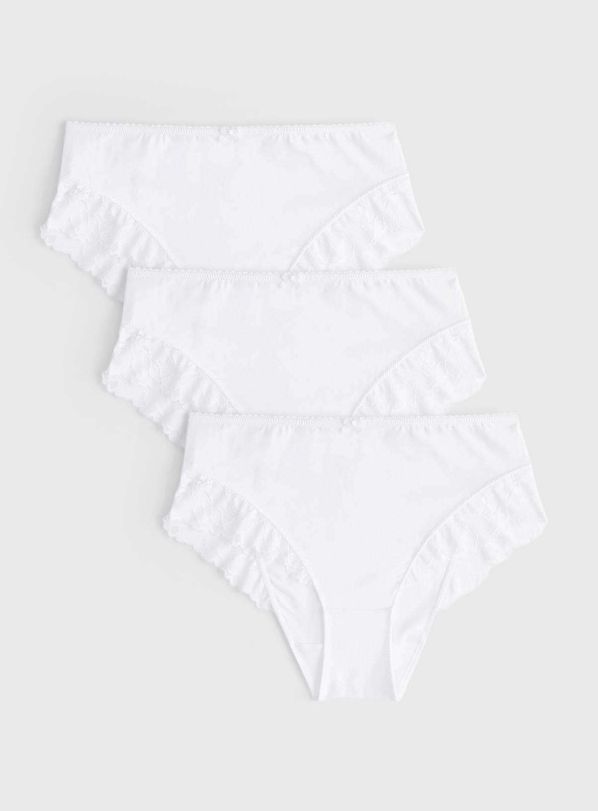 Cottonform™ White Lace Full Knickers 3 Pack 12 - Image 1