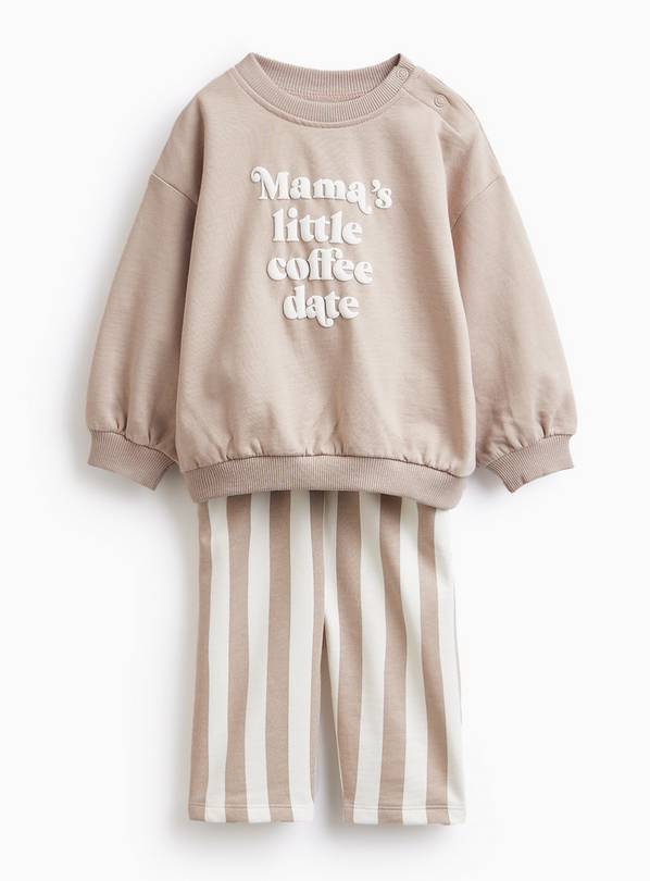 Mama's Coffee Date Brown Sweat Set 12-18 months