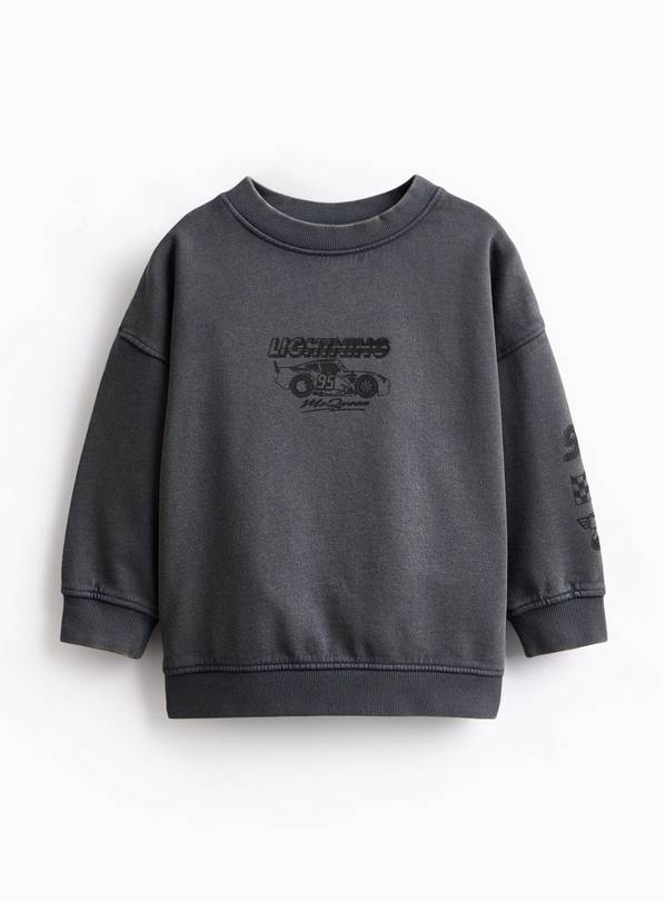 Charcoal Washed Cars Lightning McQueen Graphic Sweatshirt. 5-6 years