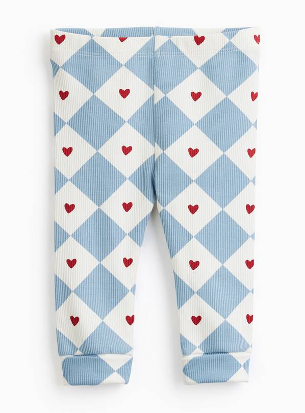 Blue Checkerboard Heart Print Leggings 6-9 months