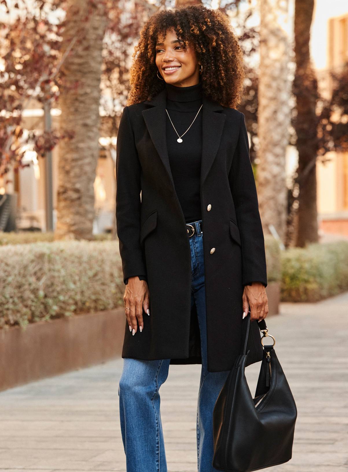 SOSANDAR Black Formal Coat With Gold Buttons 6 - Image 3