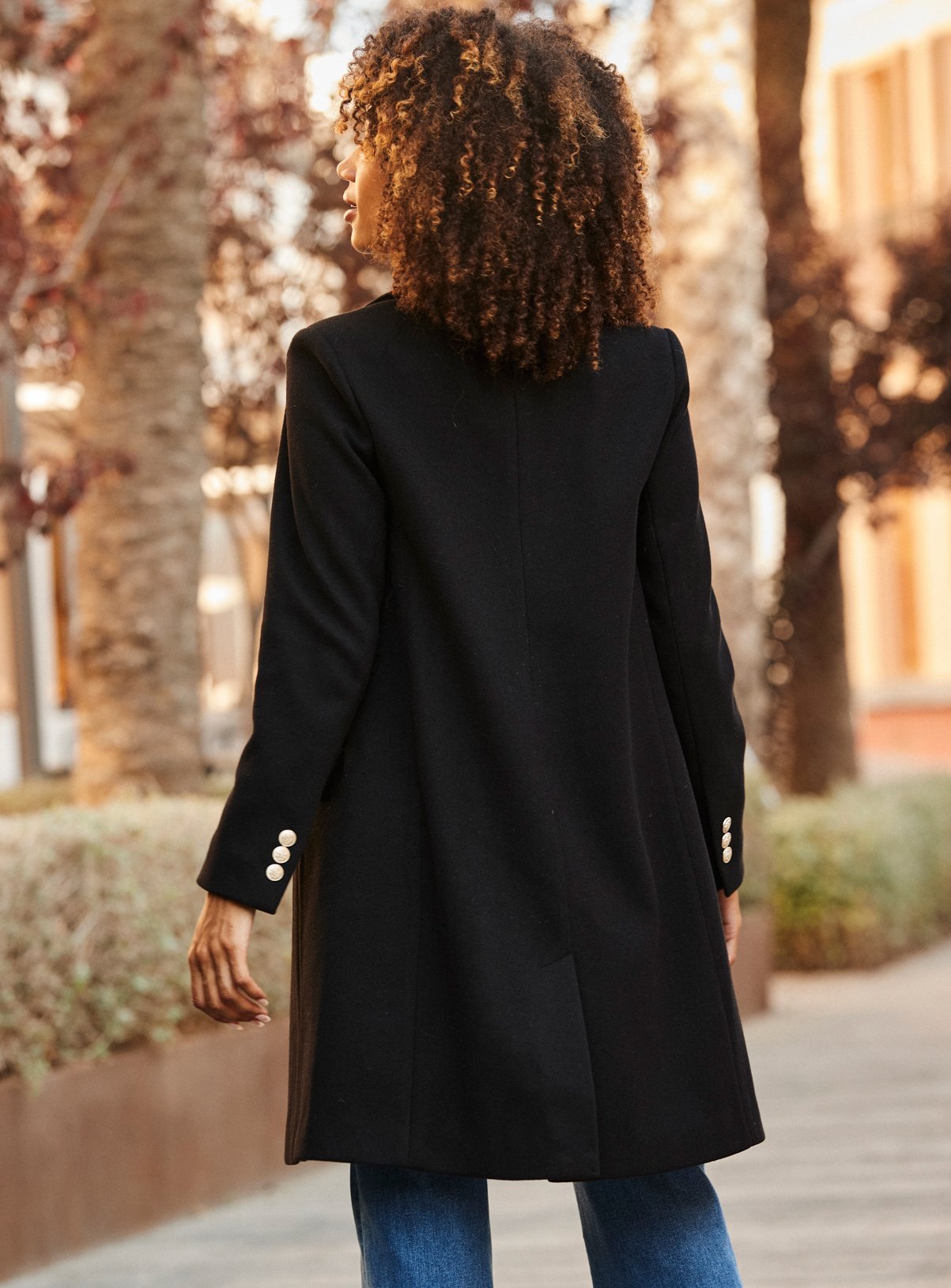 SOSANDAR Black Formal Coat With Gold Buttons 6 - Image 6 thumbnail