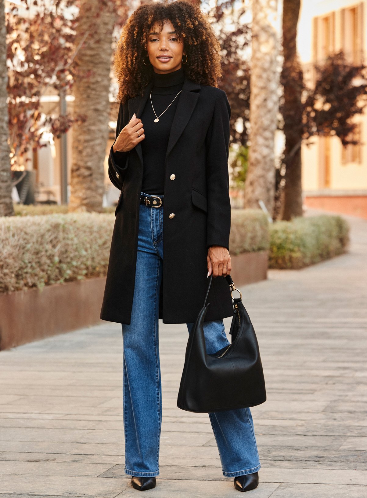 SOSANDAR Black Formal Coat With Gold Buttons 6 - Image 8 thumbnail