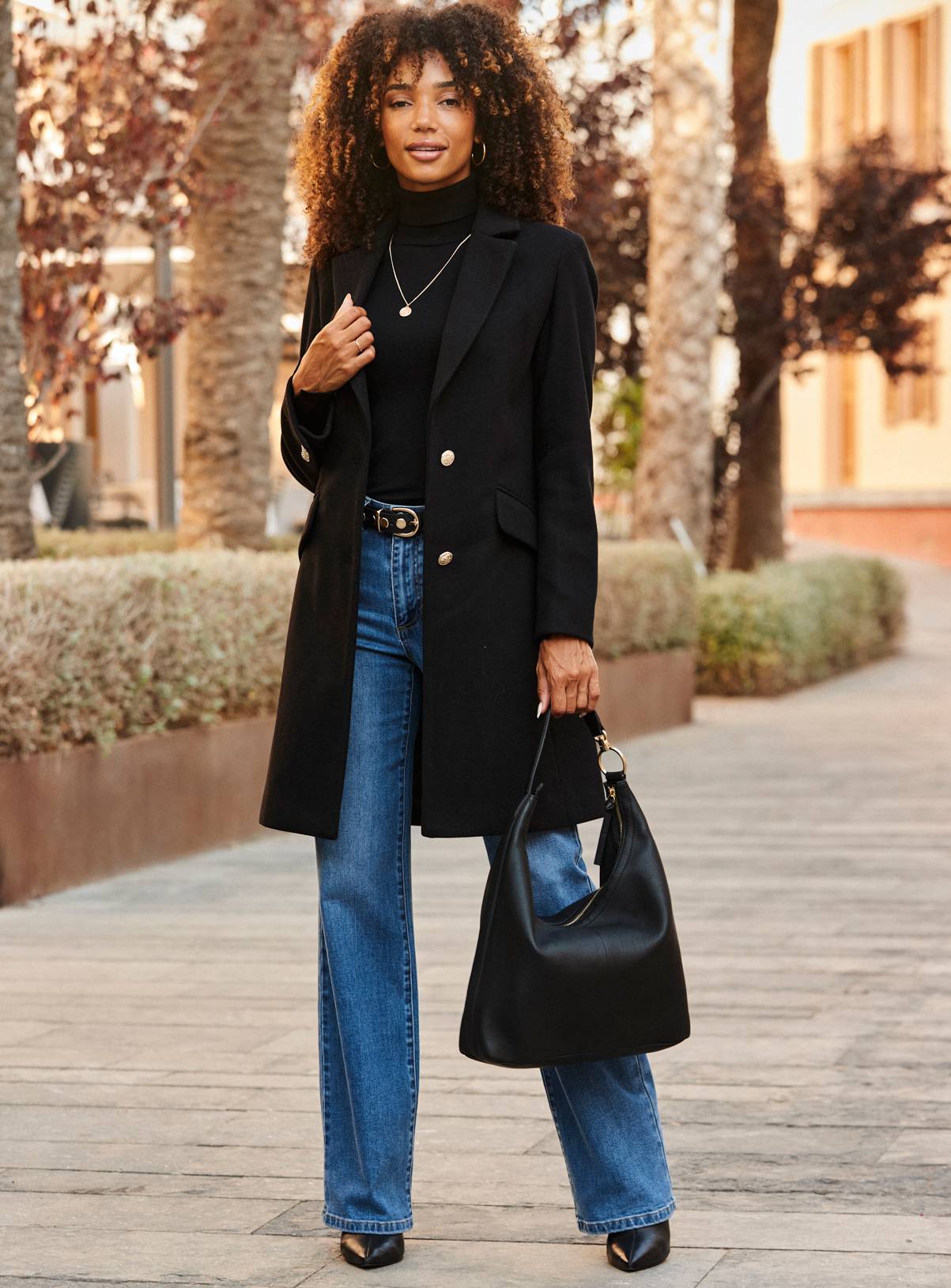 SOSANDAR Black Formal Coat With Gold Buttons 6 - Image 8