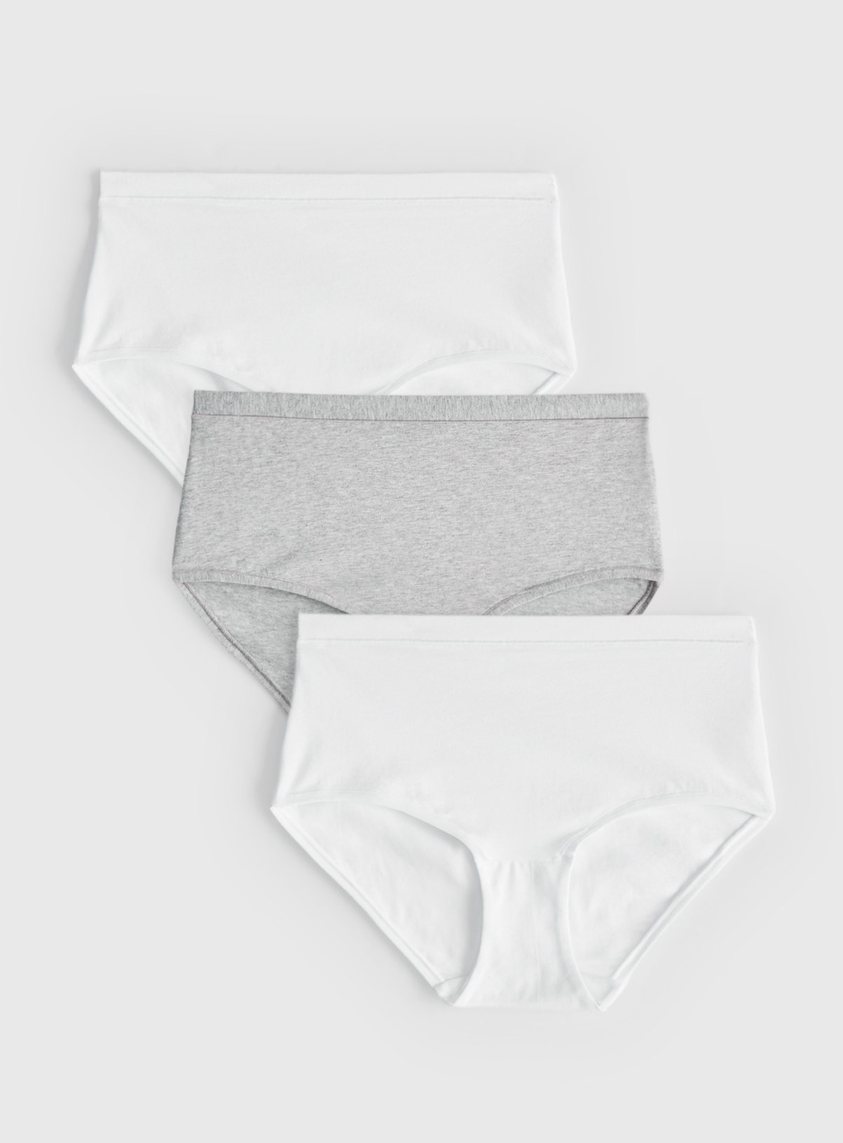 Cottonform™ Grey & White Midi Briefs 3 Pack 20 - Image 1 thumbnail