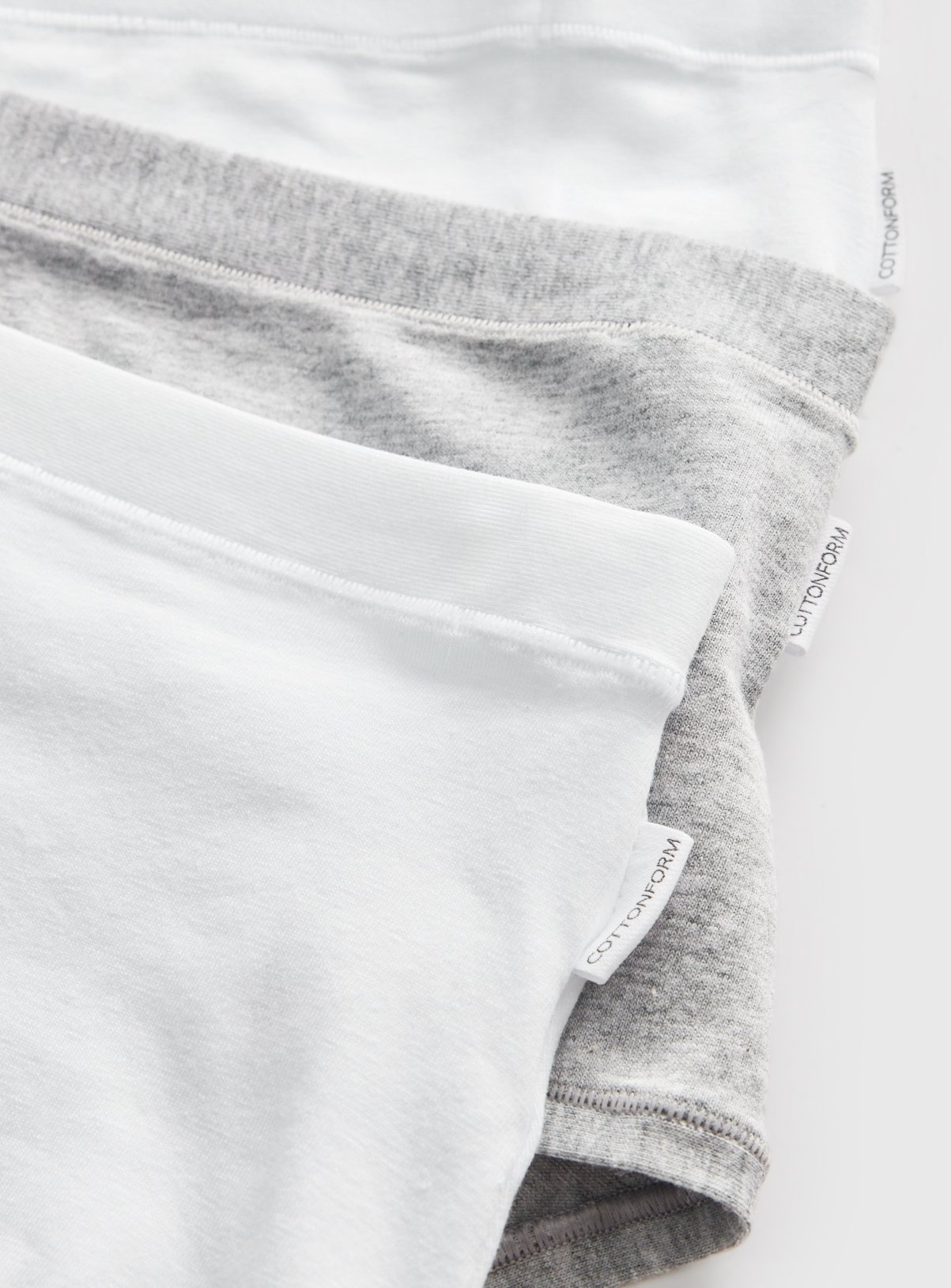 Cottonform™ Grey & White Midi Briefs 3 Pack 20 - Image 3 thumbnail