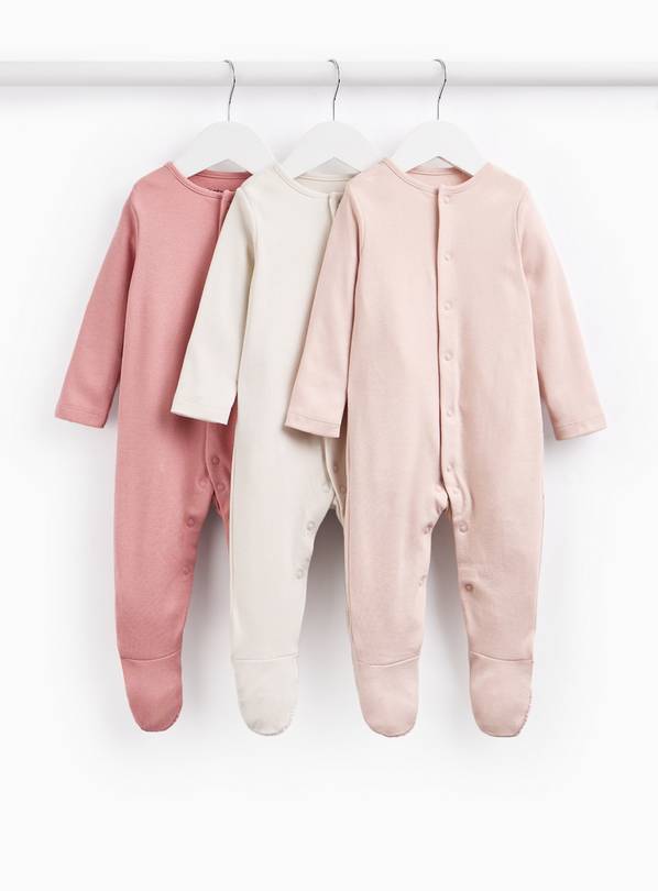 Pink Sleepsuits 3 Pack 3-6 months