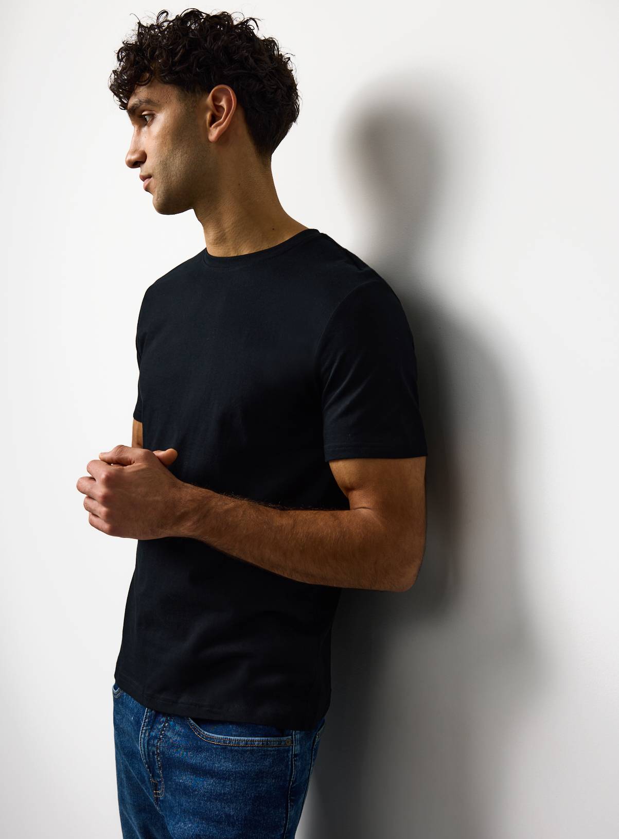 Black Regular Crew Neck T-Shirts 5 Pack XXXL - Image 2
