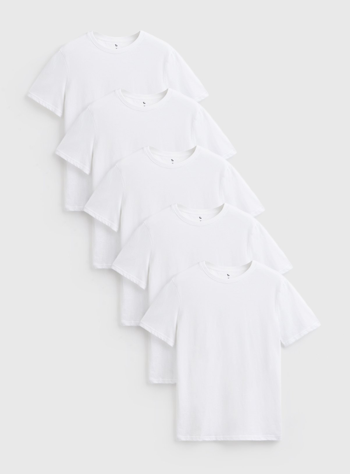 White Regular Crew Neck T-Shirts 5 Pack XXXL - Image 1 thumbnail