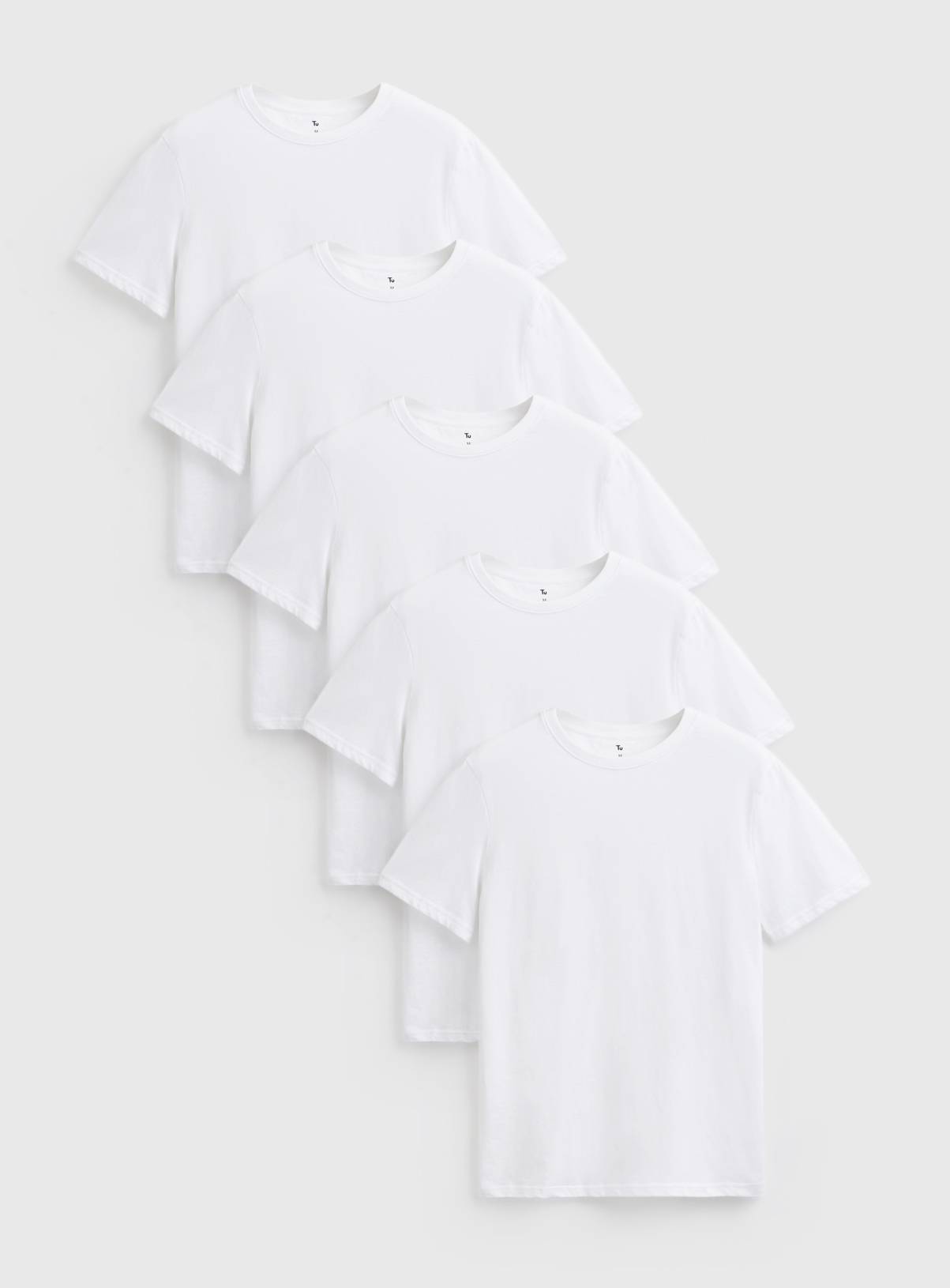 White Regular Crew Neck T-Shirts 5 Pack XXXL - Image 1