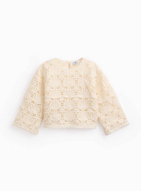 Cream Shell Detail Crochet Jumper 11-12 years