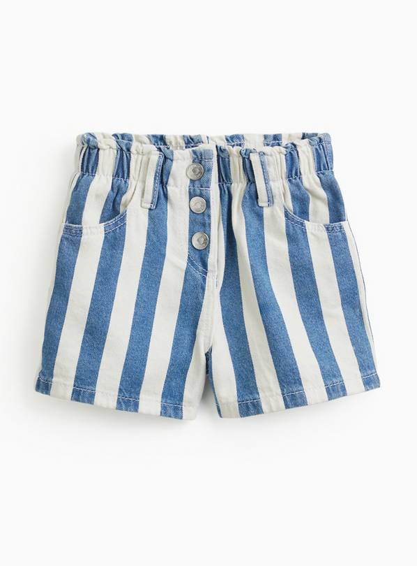 Blue Stripe Denim Paperbag Shorts 4-5 years