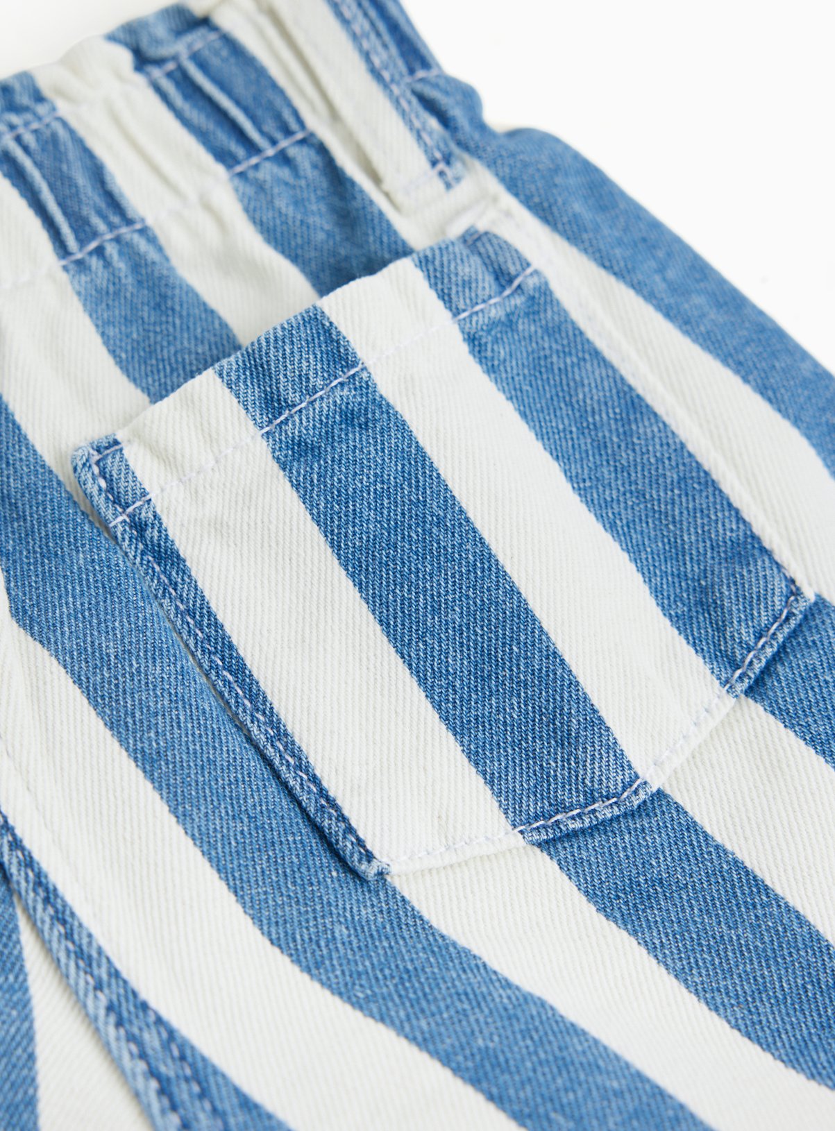 Blue Stripe Denim Paperbag Shorts 1-2 years - Image 2 thumbnail