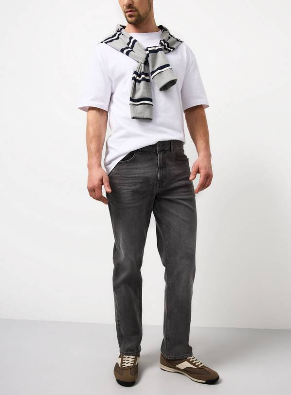 Grey Mid Straight Leg Jeans 34R