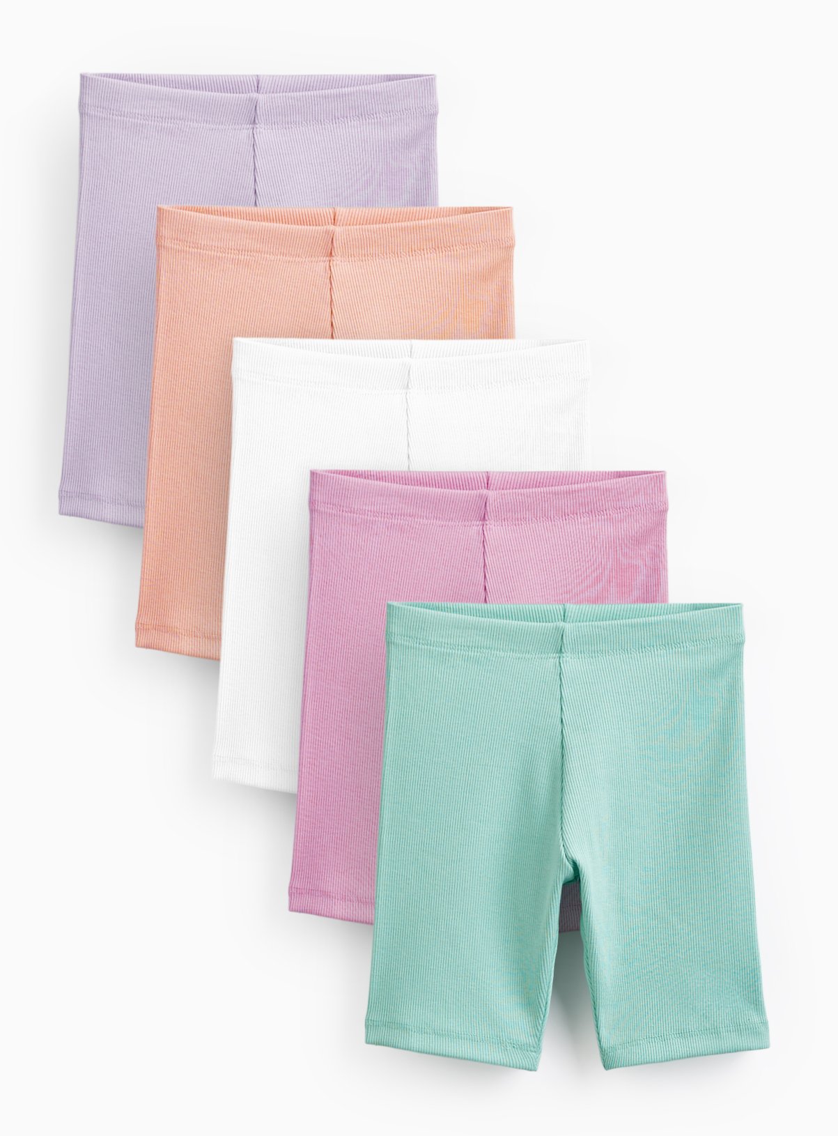 Multicoloured Ribbed Cycle Shorts 5 Pack 4-5 years - Image 1 thumbnail