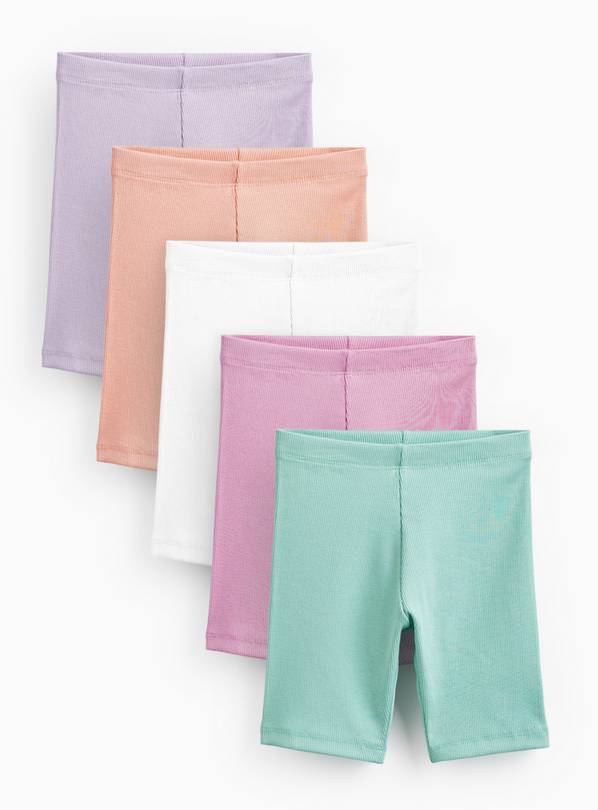 Multicoloured Ribbed Cycle Shorts 5 Pack 2-3 years
