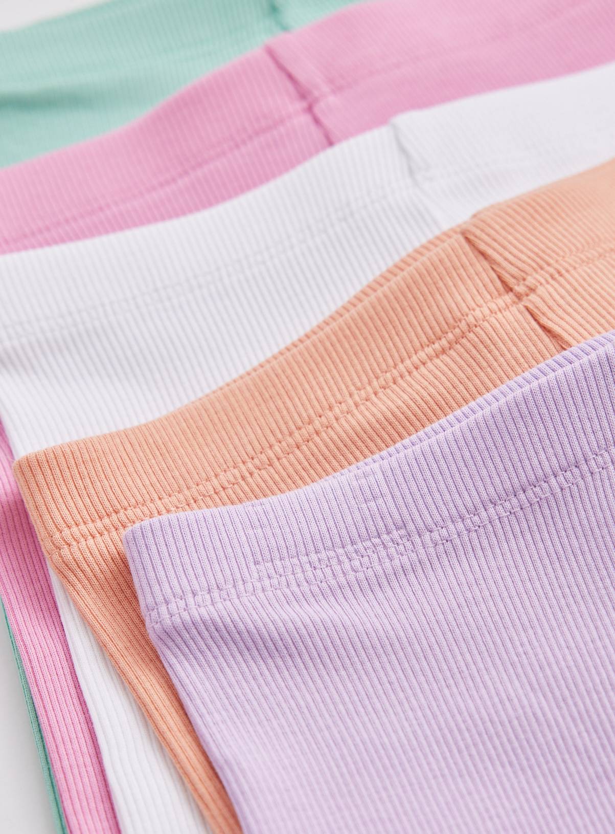 Multicoloured Ribbed Cycle Shorts 5 Pack 4-5 years - Image 2