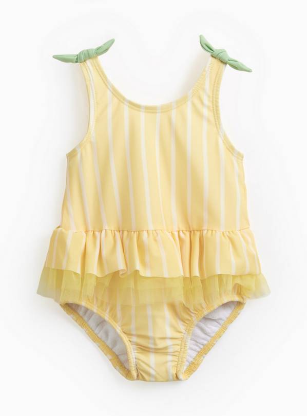 Lemon Stripe Swimsuit with Swim Nappy 12-18 months