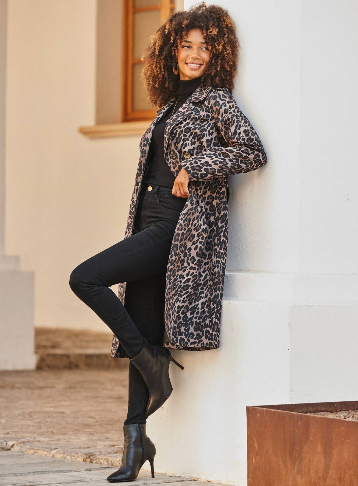 SOSANDAR Brown Leopard Print Trench Coat 10 - Image 1
