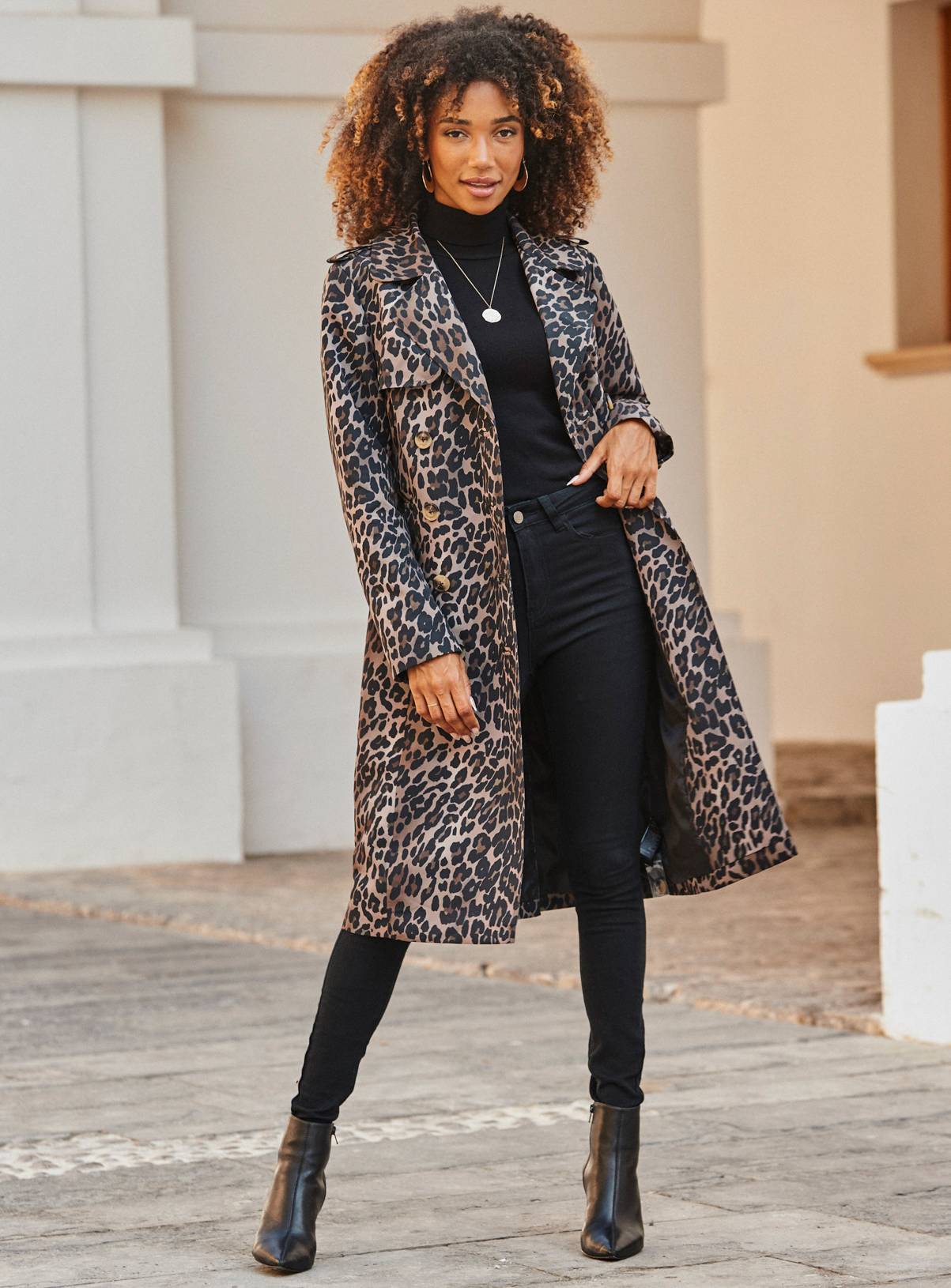 SOSANDAR Brown Leopard Print Trench Coat 10 - Image 2